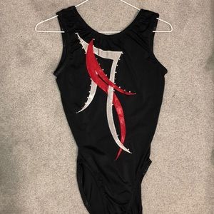 Black,Red,and silver gymnastics leo